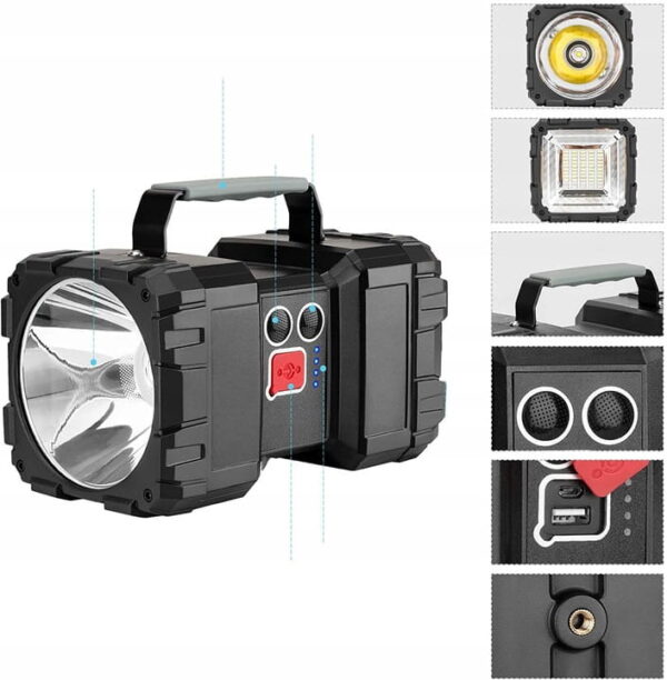 Mocna Latarka Podwojna 2w1 Wodoodporna 1200 Lm-8