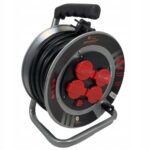 Metalowy Przedluzacz Bebnowy Z Klapkami 2,5mm2 25m 4 Szt. Gniazd Czarny-4