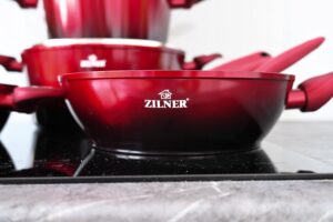 Zestaw Garnkow Zilner Cherry Red Aluminiowe 15 El.-14