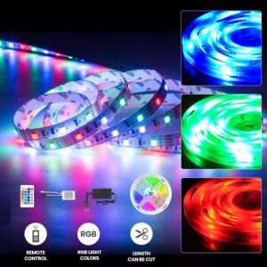 Tasma Led Kolorowa Wodoodporna 5m Rgb Pasek Smd 230v 12v +pilot +zasilacz-2