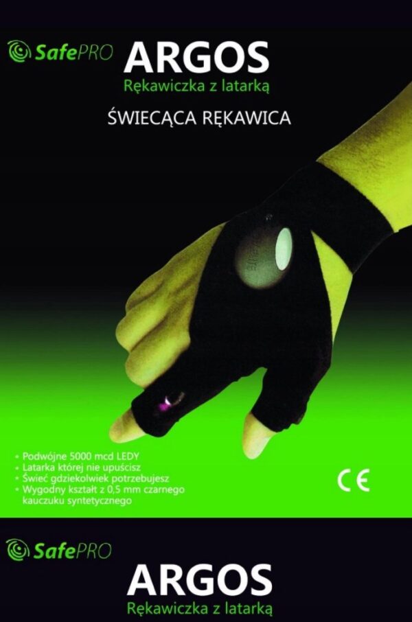 Rekawica Swietlna Dla Mechanikow Led Latarka 2w1-4