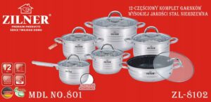 Zestaw Garnkow Zilner Premium Stal Nierdzewna 12 El.-16
