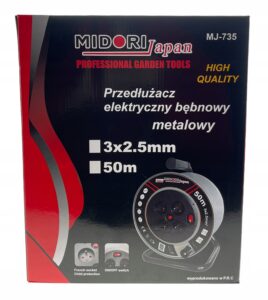 Przedluzacz Bebnowy Midori Japan 50 M 4 Szt. Gniazd Czarny-7