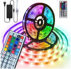 Tasma Led Kolorowa Wodoodporna 5m Rgb Pasek Smd 230v 12v +pilot +zasilacz