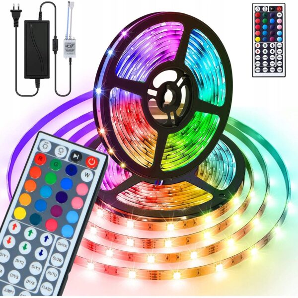 Tasma Led Kolorowa Wodoodporna 5m Rgb Pasek Smd 230v 12v +pilot +zasilacz