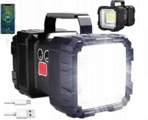 Mocna Latarka Podwojna 2w1 Wodoodporna 1200 Lm