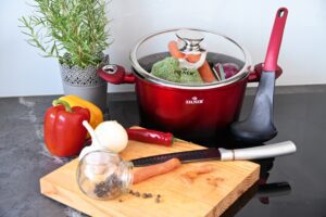 Zestaw Garnkow Zilner Cherry Red Aluminiowe 15 El.-9