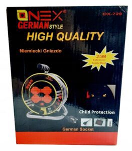 Przedluzacz Bebnowy Onex 25 M 4 Szt. Gniazd Srebrny-10