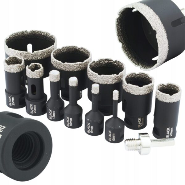 Wiertla Diamentowe Otwornice Do Gresu 6-68mm Zestaw Otwornic W Walizce 12el-3