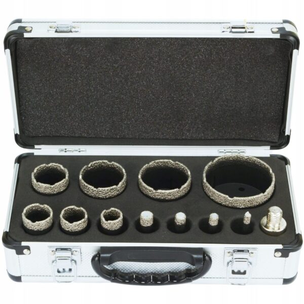 Wiertla Diamentowe Otwornice Do Gresu 6-68mm Zestaw Otwornic W Walizce 12el-2