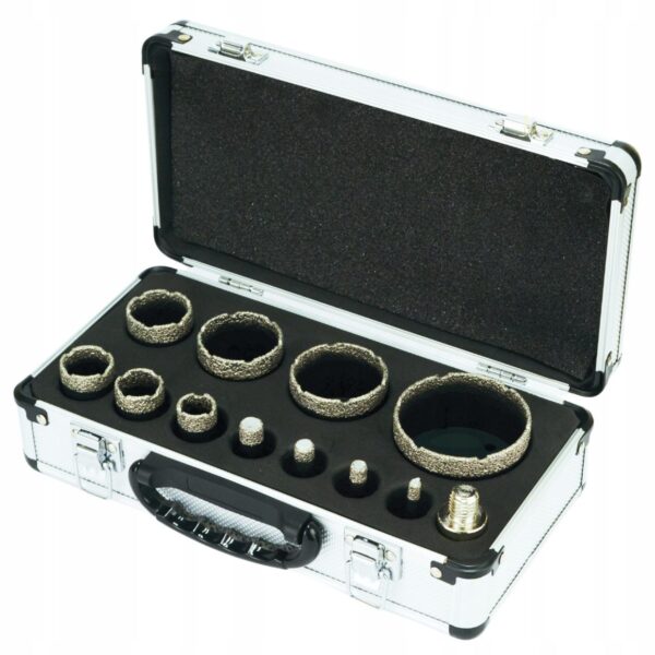 Wiertla Diamentowe Otwornice Do Gresu 6-68mm Zestaw Otwornic W Walizce 12el-4