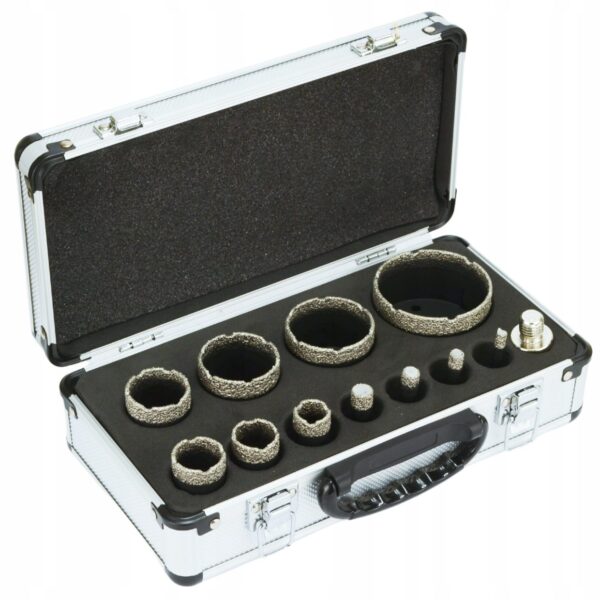 Wiertla Diamentowe Otwornice Do Gresu 6-68mm Zestaw Otwornic W Walizce 12el-5