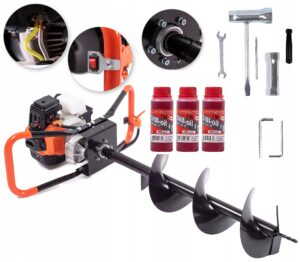 Wiertnica Swider Spalinowa + 3 Wiertla 10 15 20 Przedluzka-14