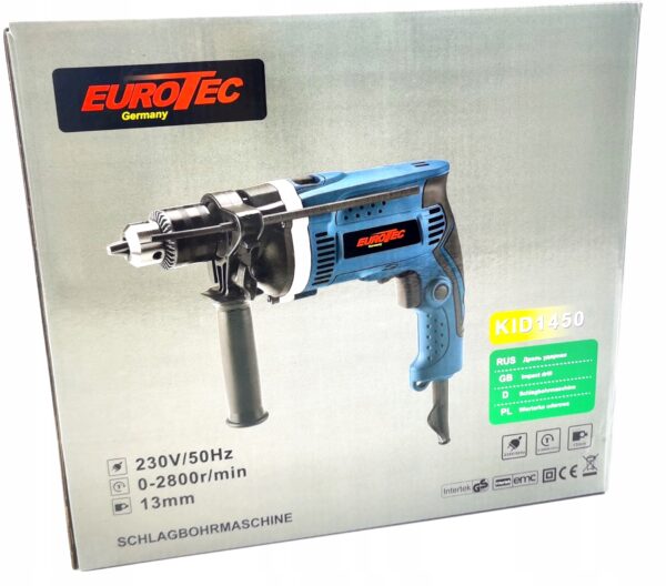 MOCNA WIERTARKA UDAROWA 13MM 1450W EUROTEC 13MM-13