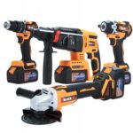 Ogromny Zestaw Narzedzi aku 3x 4ah 21v 4w1 Mlot Szlifierka Wkretarka Klucz-5