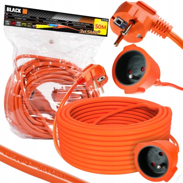 Przedluzacz Elektryczny Black 50m 3×1,5mm Ip20-5