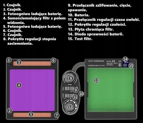 Maska Spawalnicza Przylbica Samosciemniajaca Filtr-13