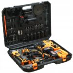 Ogromny Zestaw Narzedzi aku 3x 4ah 21v 4w1 Mlot Szlifierka Wkretarka Klucz-10