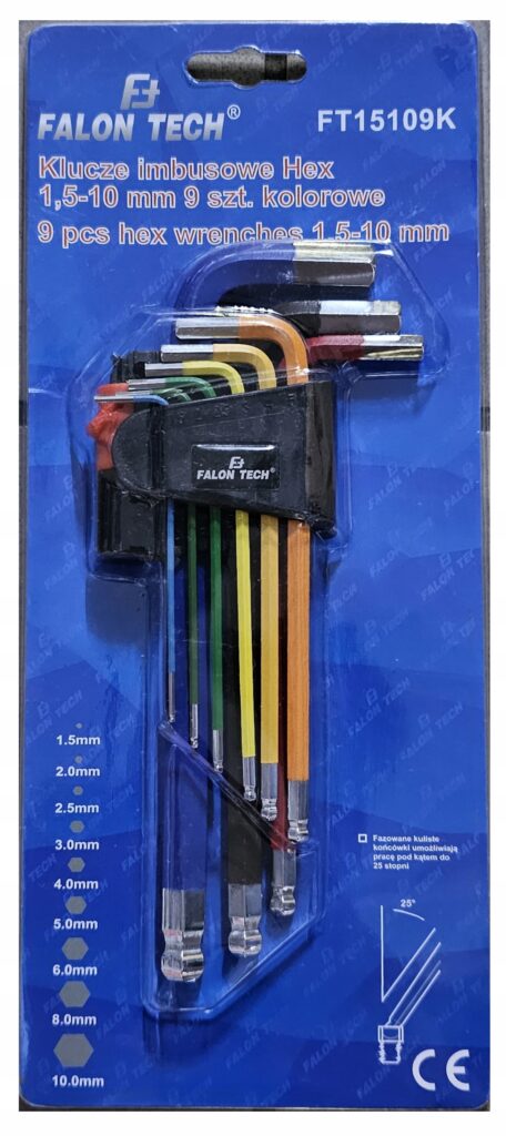 Klucze Imbusowe Imbusy hex 1.5-10mm 9 Sztuk Falon-3