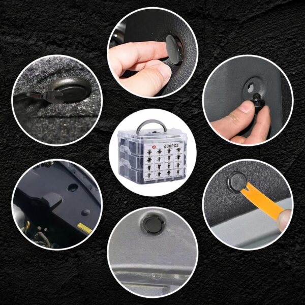 Spinki Kolki Klipsy do Tapicerki Wyjmaki Sciagacze Zestaw 630szt Kd10612-7