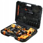 Ogromny Zestaw Narzedzi aku 3x 4ah 21v 4w1 Mlot Szlifierka Wkretarka Klucz-11