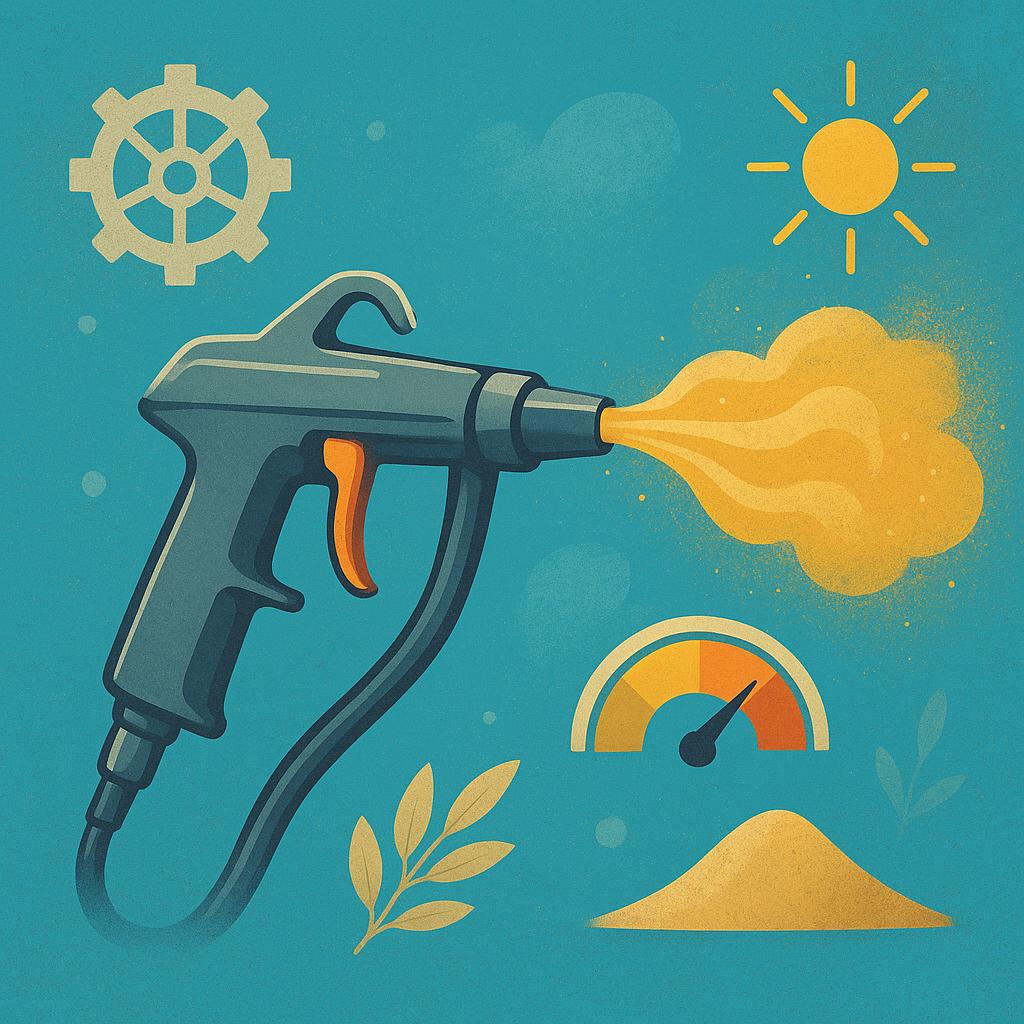 Jak działa pistolet do piaskowania i jakie ma kluczowe parametry techniczne