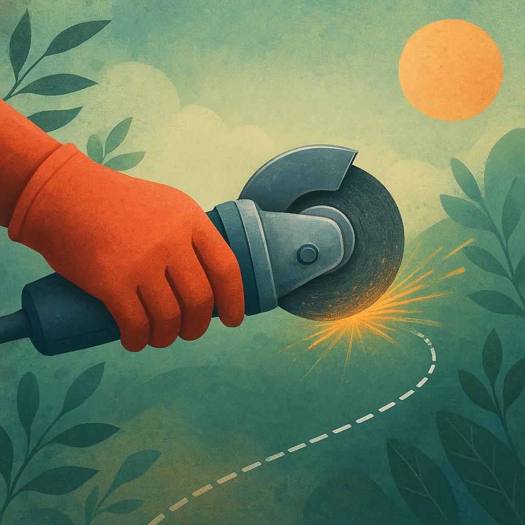 Bezpieczne uruchamianie szlifierki, chwyt narzędzia i kontrola toru cięcia