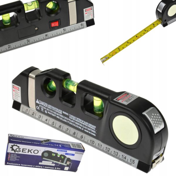 75f3d7594f028dbaefe37a89ecbd-1.jpg POZIOMICA LASEROWA KRZYŻOWA Z MIARKĄ 2,5M - obrazek 1